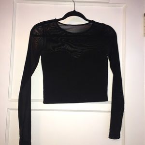 Black Long Sleeve Crop Top